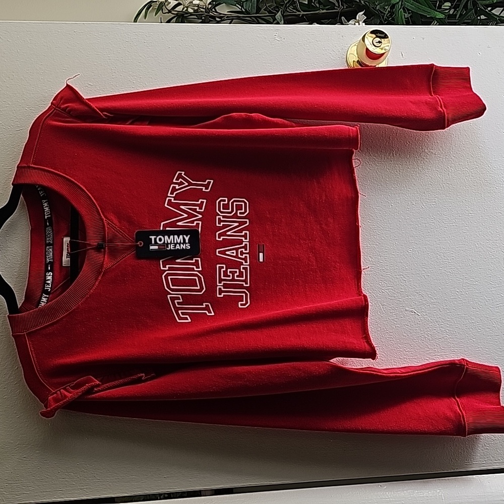 🔴 TOMMY JEANS Crop Sweater - Red - XL (NEW)